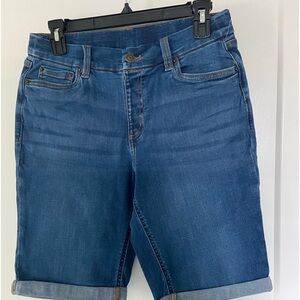 Denim & Co Blue Jean Roll Cuff Bermuda Shorts  Inseam 10”